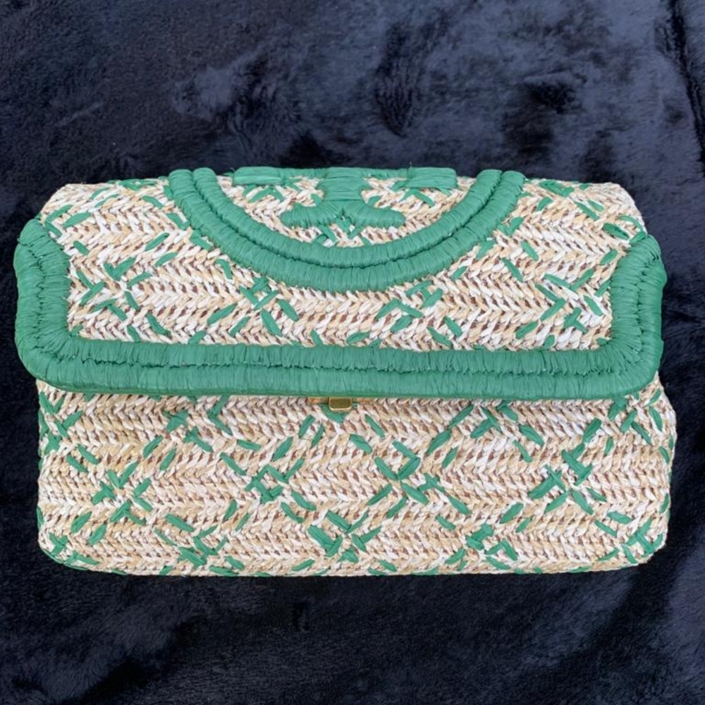 FLEMING SOFT STRAW SMALL CONVERTIBLE CLUCHE BAG